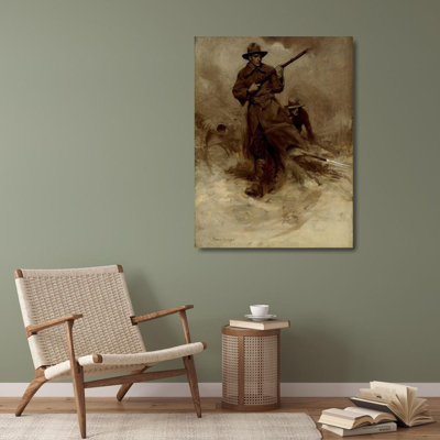 Lark Manor ™, Remington, Frederic, reproduction d'art sur toile tendue: Soldat de guerre espagnol-américain en action 59165