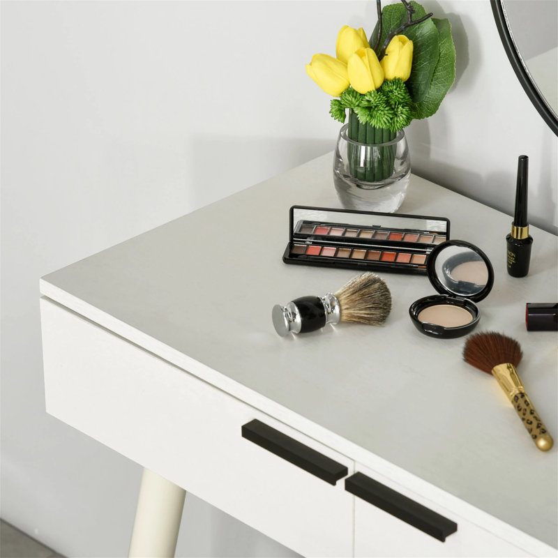 Haymark Dressing Table with Mirror, White/Black
