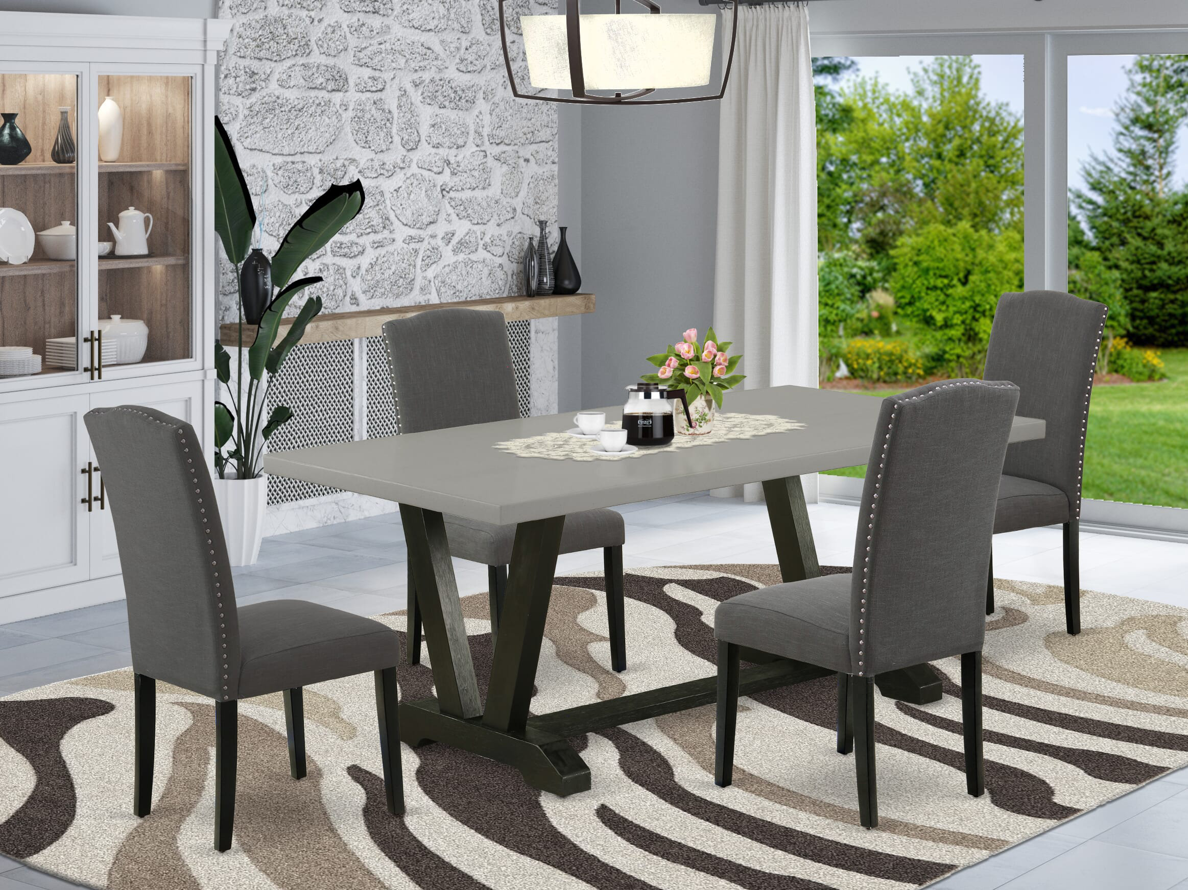 Wildon Home® Welker 5 - Piece Rubberwood Solid Wood Dining Set ...
