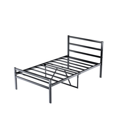 Headboard Included Metal Platform Bed (twin) - Robust, No Box Spring, Peaceful Nighttime Resting Frame With Headboard, Twin Size Silent