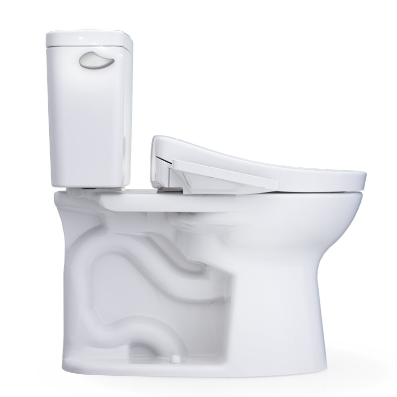 TOTO® Drake® WASHLET®+ Two-Piece Elongated 1.28 GPF Universal Height TORNADO FLUSH® Toilet with S2 Bidet Seat, 10 Inch Rough-In, Cotton White - MW7763346CEFG.10#01