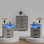  Ensemble de commode 3 pièces - commode 4 tiroirs et deux tables de chevet 2 tiroirs avec station de charge, gris délavé