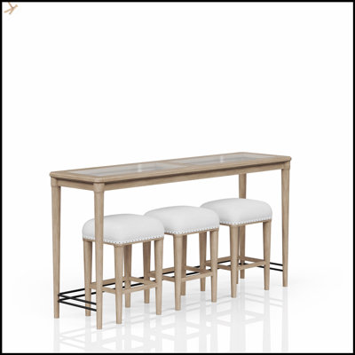 Console en verre givré avec 3 tabourets, élégante et durable pour la vie moderne et les espaces de divertissement.