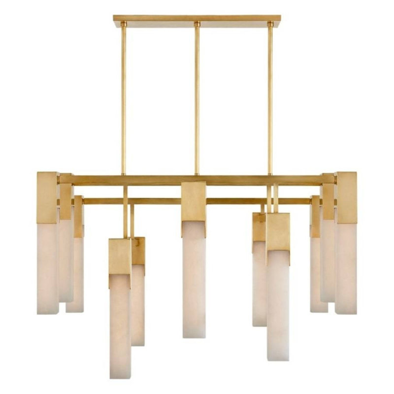 Lustre suspendu organique Organic Kelly, Bronze brillant, Blanc avec une touche d'or, 60” Length x 40” Width x 21” Height