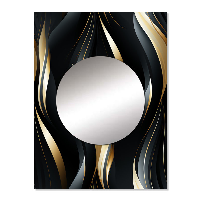 Muntether noir profond et élégance dorée - miroir mural glam, miroir décoratif moderne, impression d'art en métal