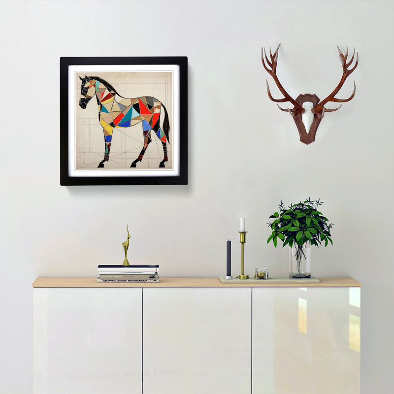 Horse Constructivism No.1 - Framed Print, Black