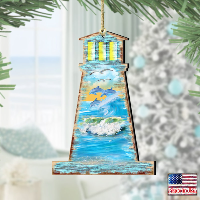 Lighthouse Handcrafted Holiday Shaped Ornament Set, 1