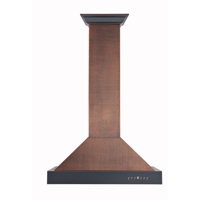 36" 400 CFM Convertible Wall Mount Range Hood, Hand-Hammered Copper/Oil-Rubbed Bronze
