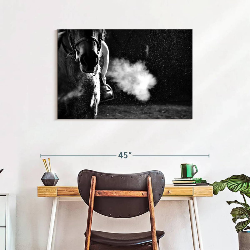 Mehar Horseback Riding BW, 24" H x 36" W