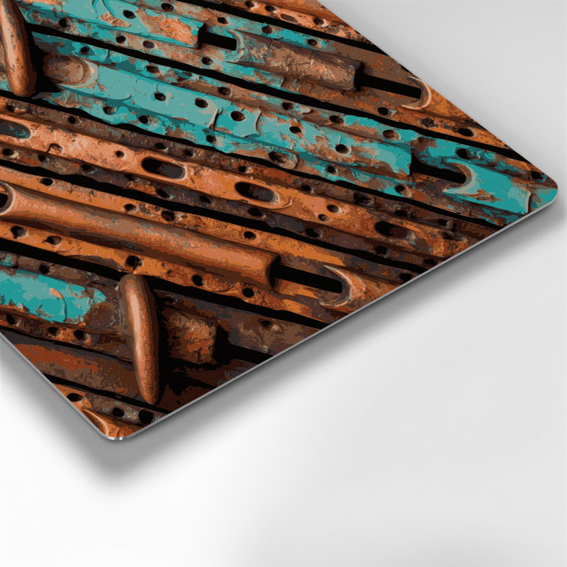«Southwestern Cowboy Horseshoe 69», art mural en métal brun, H 384 po x l 384 po x P 0,05 po