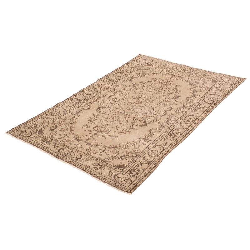 Tapis kaki clair en laine noué à la main de conception unique 2000 pi 5 pi 5 po x 8 pi 8 po Danuel