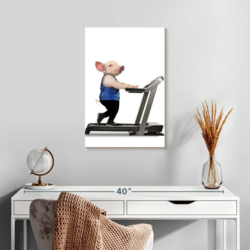 Cochon sur tapis roulant, H 24 po x l 16 po