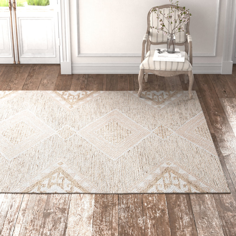 Tapis ivoire touffeté à la main Athiran Matilda, Rectangle 4 pi x 6 pi