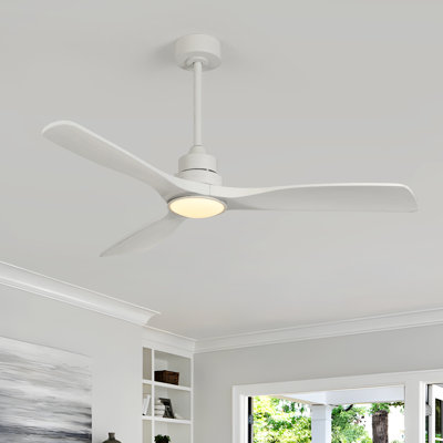 Karlena 52'' Modern Farmhouse Dimmable Ceiling Fan with LED Lights and Remote Control 3 Colors 6 Speeds Reversible Noiseless DC Motor (Set of 2)