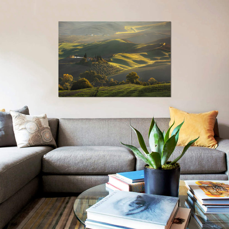 «Autumn in Tuscany III», impression sur toile, H 40 po x l 60 po x P 1,5 po, Pas de tapis, Papier d'art encadré noir