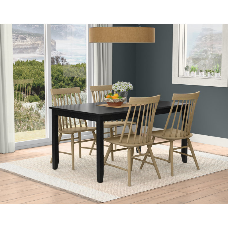 Ensemble de salle à manger 5 pièces avec table et 4 chaises, Brun, Noir