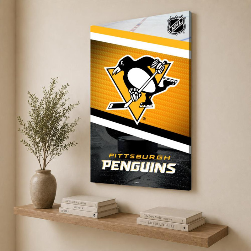 Décoration murale des Penguins de Pittsburgh (NHL), H 60 po x l 40 po, Toile tendue, Ne s’applique pas