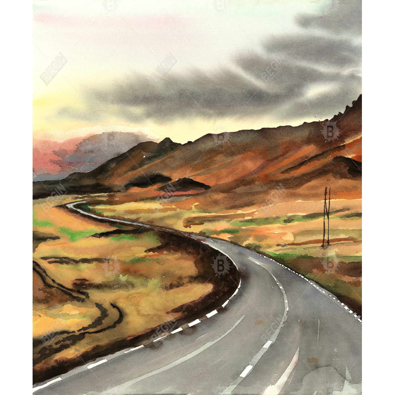 Sur la route en Islande - Décor de chambre à coucher contemporain en toile