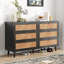 Commode double à 6 tiroirs en rotin pour chambre à coucher, commode, commode à tiroirs moderne-1903529967
