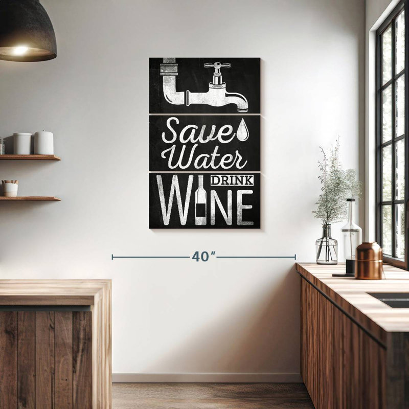 Ketti «Save Water Drink Wine», typographie, H 38 po x l 24 po