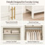 Cream White 2-Door Wardrobe, Modern Armoire with Gold Handles, Storage Cabinet with Hanging Rod & Top Shelf for Bedroom & Entryway