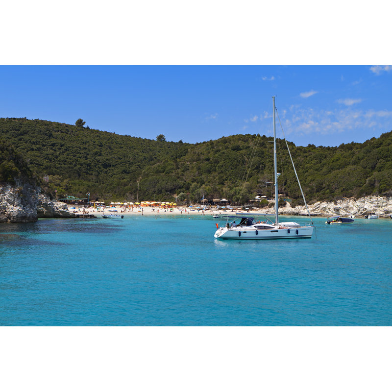 Boat On Antipaxos Island - Wrapped Canvas Print, 30cm H x 46cm W x 3.8cm D