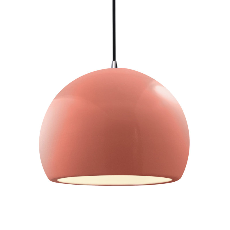 Luminaire suspendu à 1 lumière Aschwin, H 9,25 po x l 12,25 po x P 12,25 po, Rosé brillant, Nickel brossé