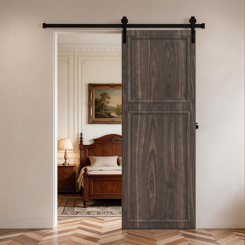 Porte coulissante en panneau de fibres à densité moyenne à 2 panneaux avec quincaillerie de porte de grange., 48" X 78"