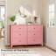 Commode 6 tiroirs avec boutons en métal, double commode en bois de 47,2 po pour le couloir de l'entrée de la chambre à coucher-2033837477