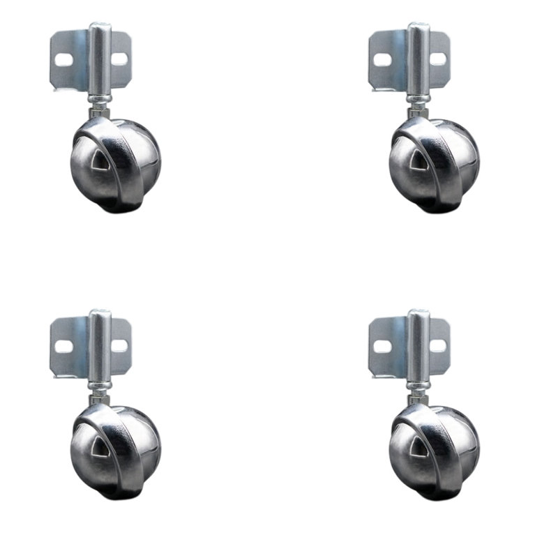 Roulettes 2,5 pouces en métal chromé brillant - support de fixation latérale - ensemble de 4 - SCC