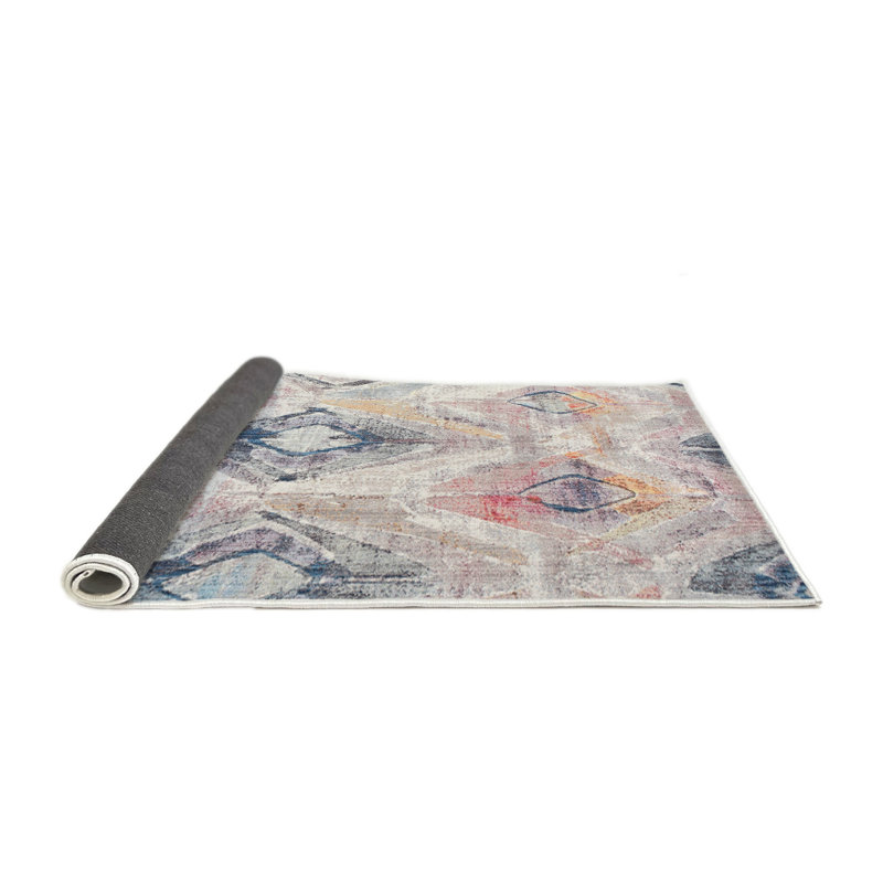 Tapis abstrait gris / bleu mer, Rond 6 pi