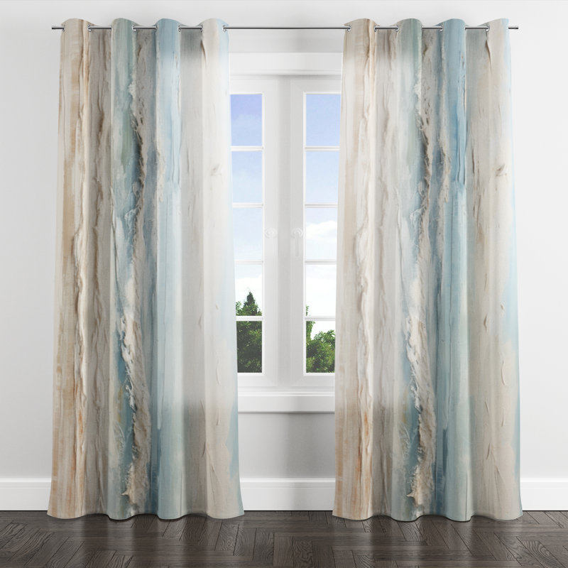 Ayley - Coastal Beach Grommet Curtain - Velvet Room Darkening - 1 panel, 52" W x 84" L, Silver Grommets