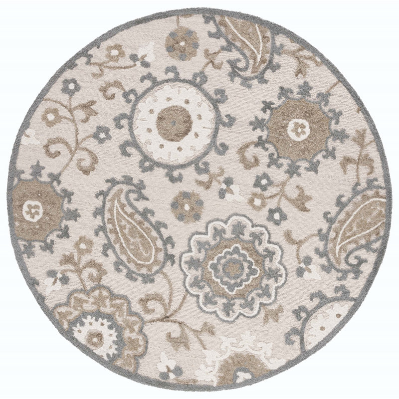 Eneo Hand Tufted Wool Geometric Rug, Round 6'