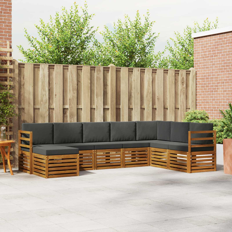  Ensemble de canapé 8 pièces en bois d'acacia massif naturel et anthracite