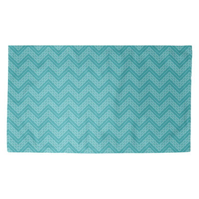 Tapis bleu à motif à chevrons Stephenie