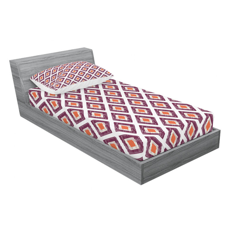 Microfiber Geometric Sheet Set, Twin XL Sheet Set with Fitted Sheet