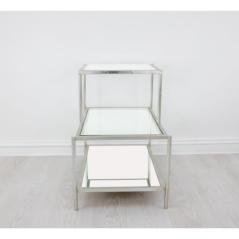 Hanna End Table, Antiqued Silver Leaf