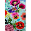 Tapis décoratif multicolore bleu à motif de roses et de fleurs-1450883302