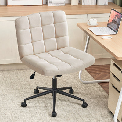 Modern Office Chairs with Wheels, Wide Seat Armless Swivel Task Chair for Home Office