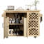 Îlot de cuisine moderne avec motif en damier, fonction de roulement, tablettes réglables, support à épices, porte-serviette, surface tissée de luxe avec source d'alimentation, abattant, rangement abondant, 2 prises de courant, 1