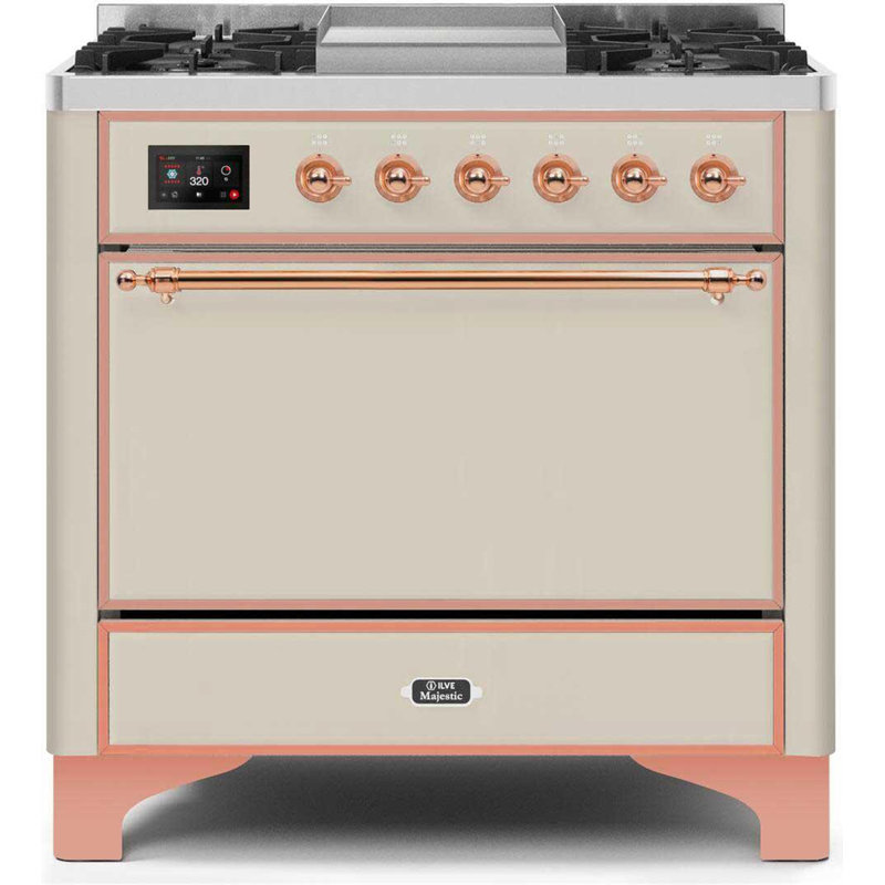 Majestic II 36" 3.5 cu.ft. Freestanding Dual Fuel with Griddle and Convection Oven, Natural Gas, White/Copper