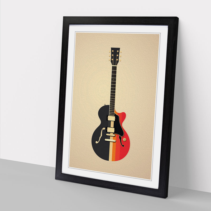 Guitar Minimalism No.2 - Single Picture Frame Print on Wood
