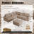 Modular Sofa Sectional, L-shape Or U-shape Corduroy Fabric Upholstered Couch, Modern Minimalist Design For Living Room, Ergonomic Design Deep Seat, Free Combination-444010535
