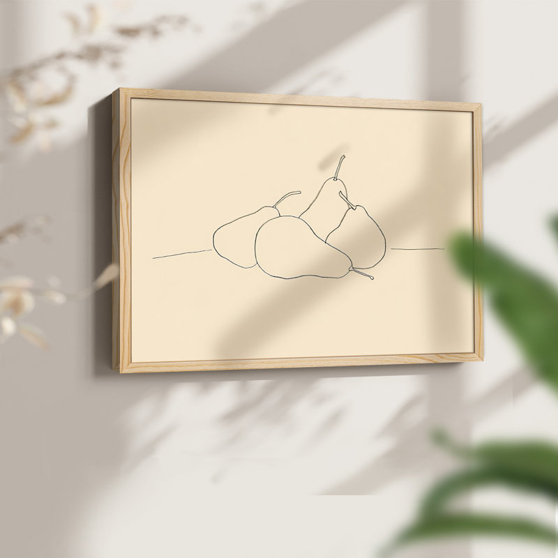 Dessin au trait de fruits III - reproduction encadrée, H 11 po x l 14 po, Naturel