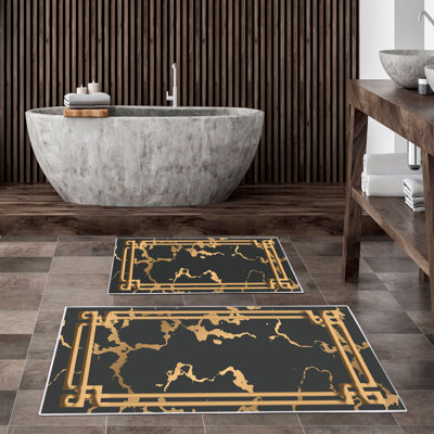 Ensemble de tapis de bain Premium (2 pièces), antibactérien antidérapant, 100% polyester, 19,7 po x 23,6 po et 23,6 po x 39,4 po | 850 g / m² pour un confort ultime | Facile à nettoyer, lavable à la machine à 86 ° F | Parfait pour la sécurité et