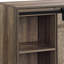 Meuble télé gris avec portes et tiroirs, pouvant accueillir des téléviseurs de 50 à 59 pouces, style rustique, bois composite, commode élégante à finition grise, porte de grange