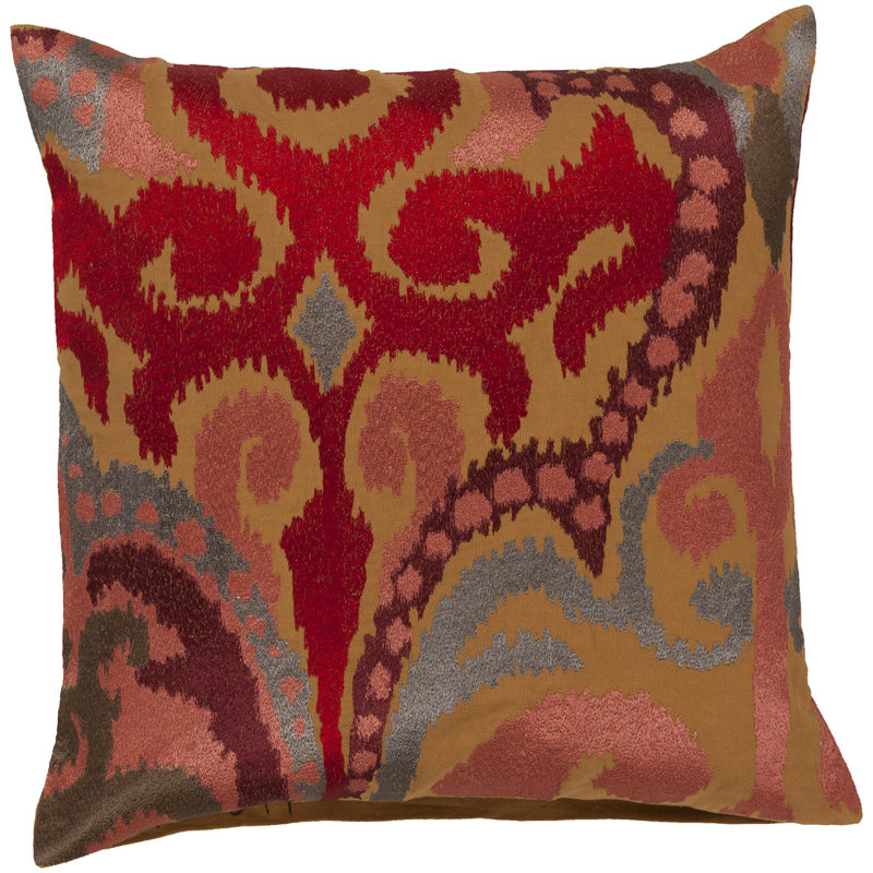  Ikat Throw Pillow, 18" x 18'', Espresso / Silver Blue, Polyester