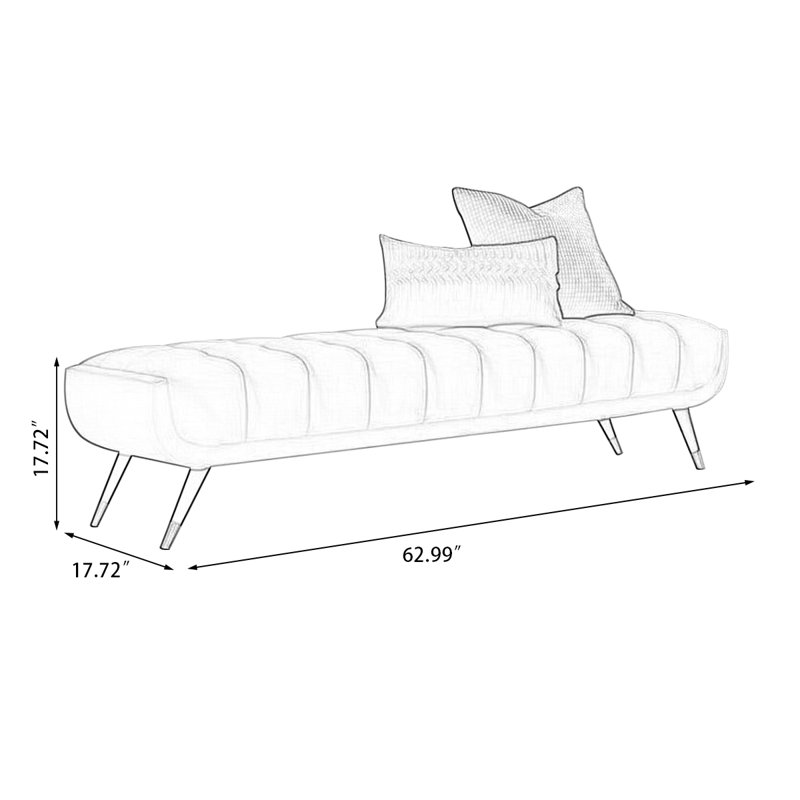 Banc avec revêtement, Rose, H 17,72 po x l 62,99 po x P 17,72 po