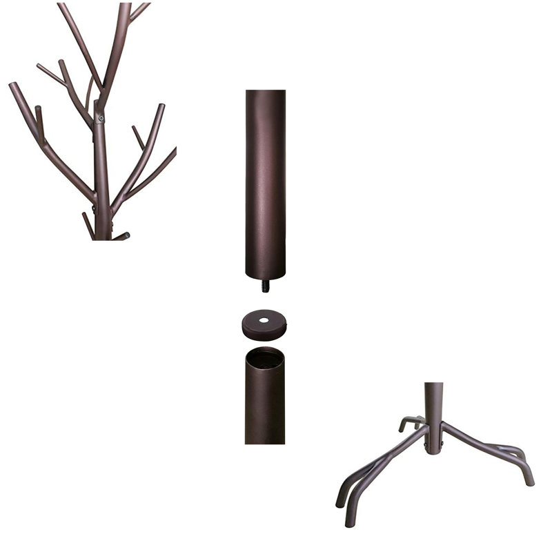 Freestanding Metal Hall Tree  Coat & Hat Rack with Branches, Bronze