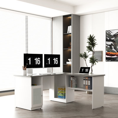 Niculeta L Shaped Executive Desk With Open Compartments